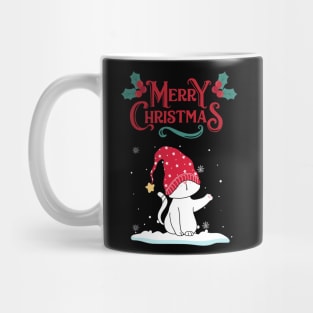 Merry Christmas Cat Playing in Snow Mug